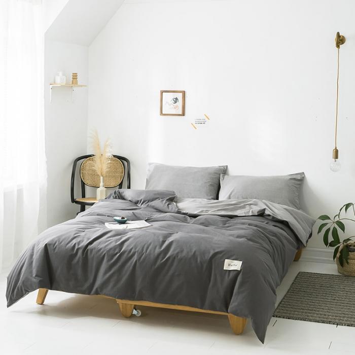 91家纺网 家纺一手货源 找家纺 蓝巢家纺 2020年春夏新品全棉加厚水洗棉被套 深灰浅灰