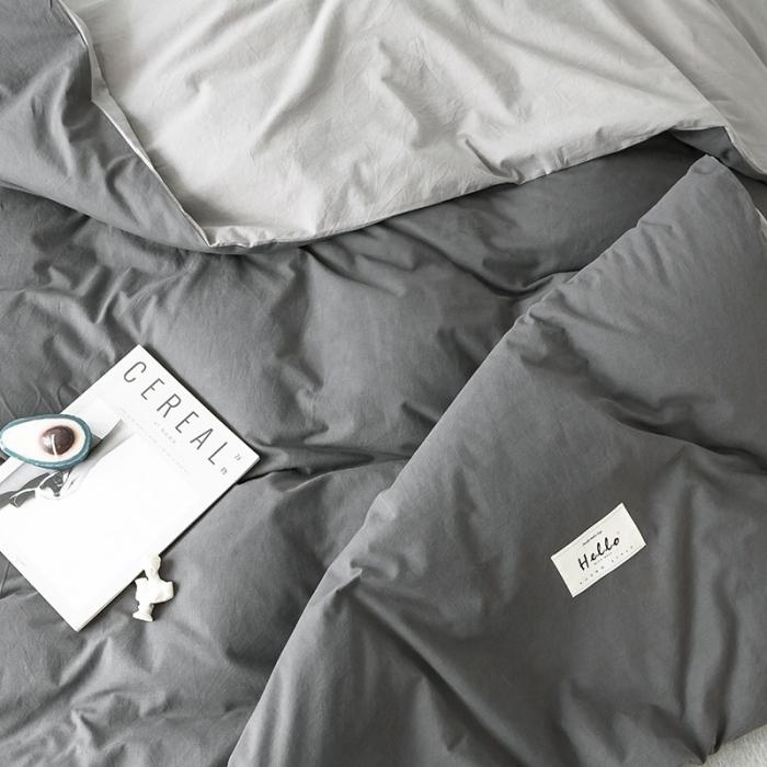 91家纺网 家纺一手货源 找家纺 蓝巢家纺 2020年春夏新品全棉加厚水洗棉被套 深灰浅灰