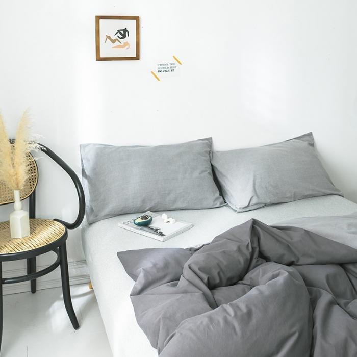 91家纺网 家纺一手货源 找家纺 蓝巢家纺 2020年春夏新品全棉加厚水洗棉被套 深灰浅灰