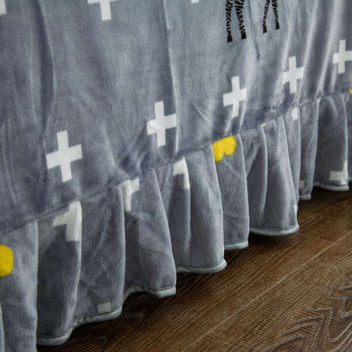 91家纺网 家纺一手货源 找家纺 雨洋家纺 2025新款加厚金貂绒床裙床盖 斑马