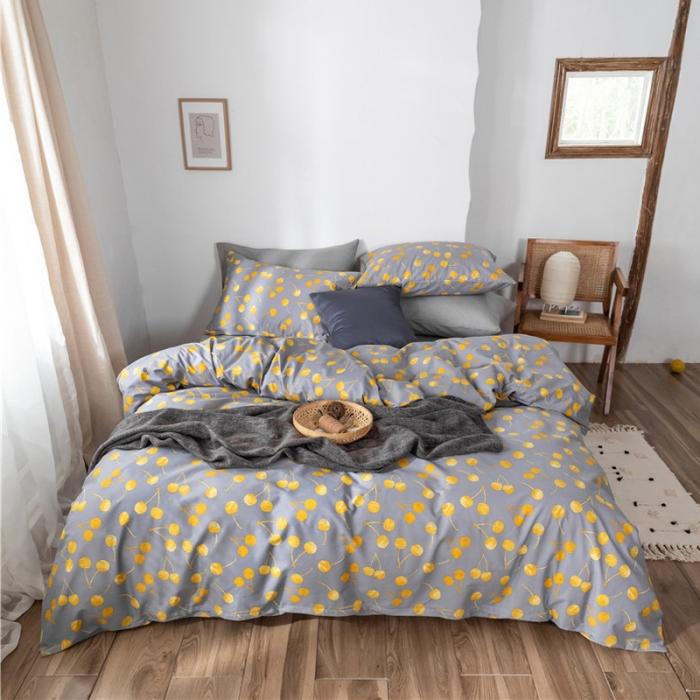 91家纺网 家纺一手货源 找家纺 棉眠 2019新款全棉13070四件套 黄樱桃