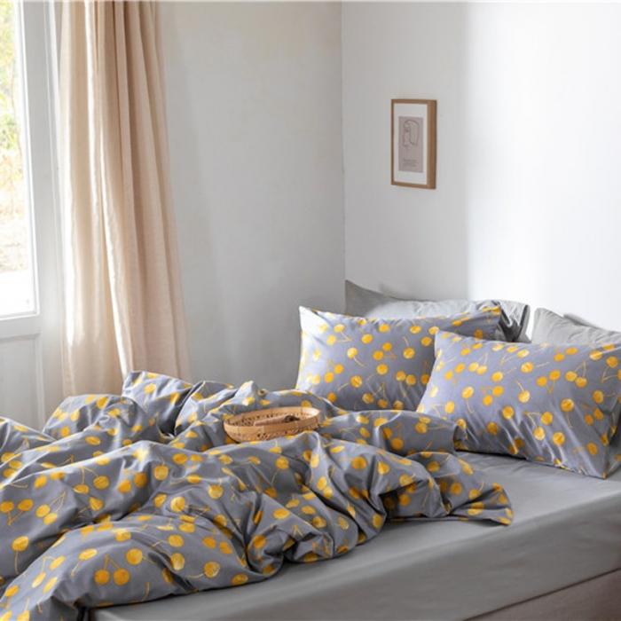 91家纺网 家纺一手货源 找家纺 棉眠 2019新款全棉13070四件套 黄樱桃