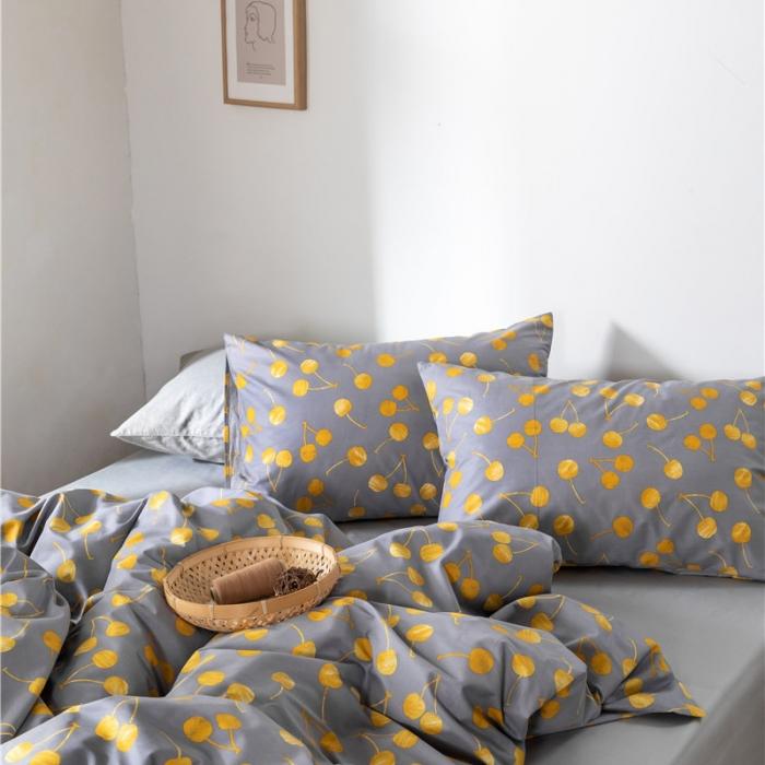 91家纺网 家纺一手货源 找家纺 棉眠 2019新款全棉13070四件套 黄樱桃