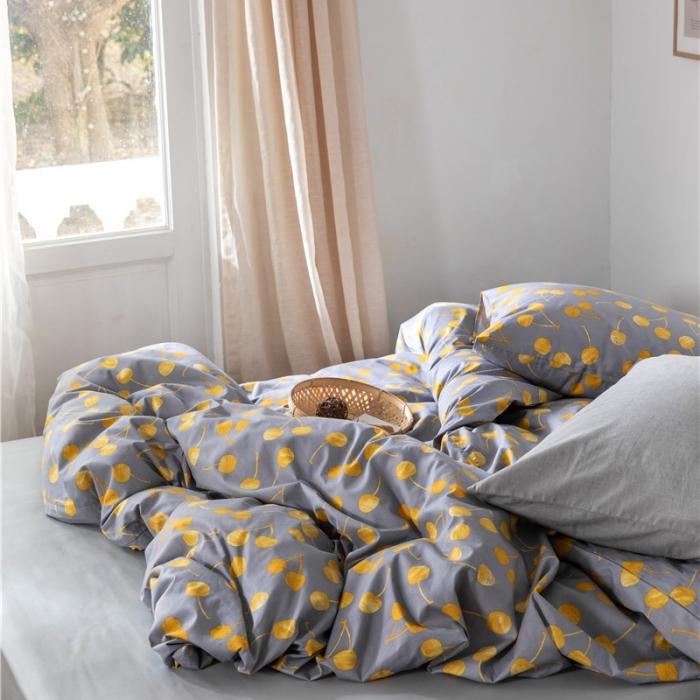 91家纺网 家纺一手货源 找家纺 棉眠 2019新款全棉13070四件套 黄樱桃