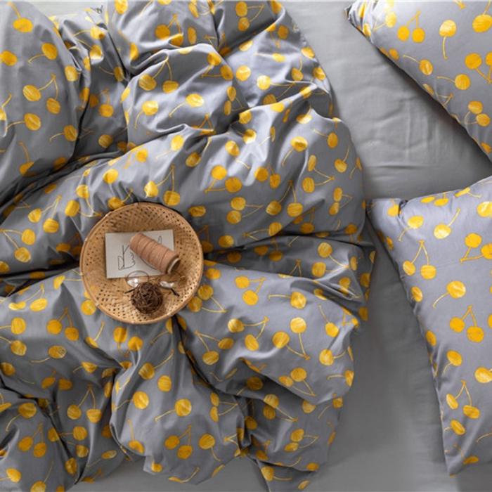 91家纺网 家纺一手货源 找家纺 棉眠 2019新款全棉13070四件套 黄樱桃