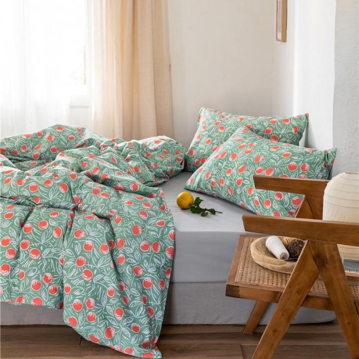 91家纺网 家纺一手货源 找家纺 棉眠 2019新款全棉13070四件套 硕果