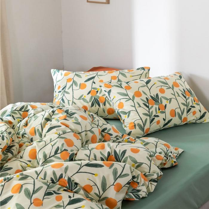 91家纺网 家纺一手货源 找家纺 棉眠 2019新款全棉13070四件套 小金桔