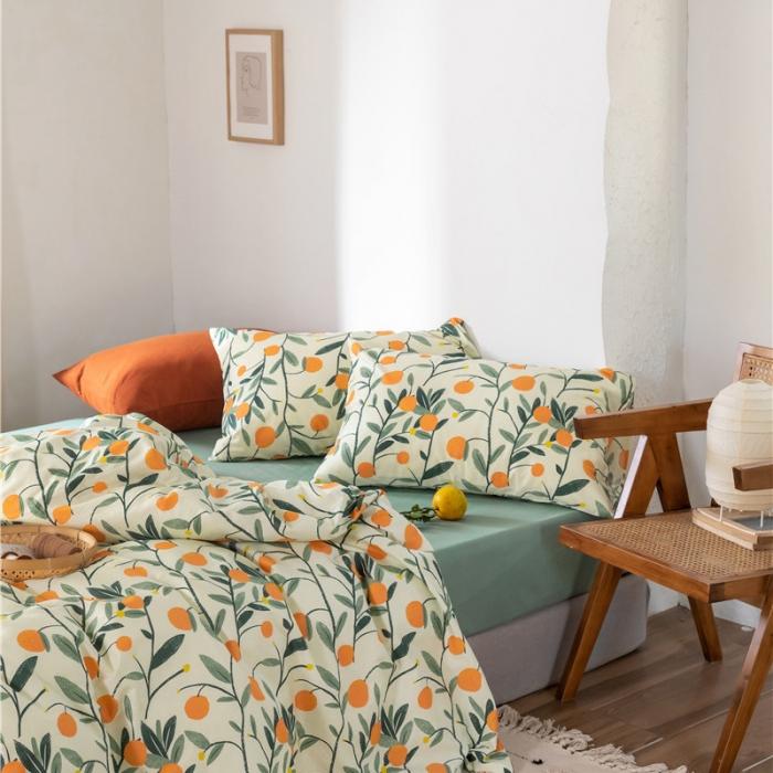 91家纺网 家纺一手货源 找家纺 棉眠 2019新款全棉13070四件套 小金桔