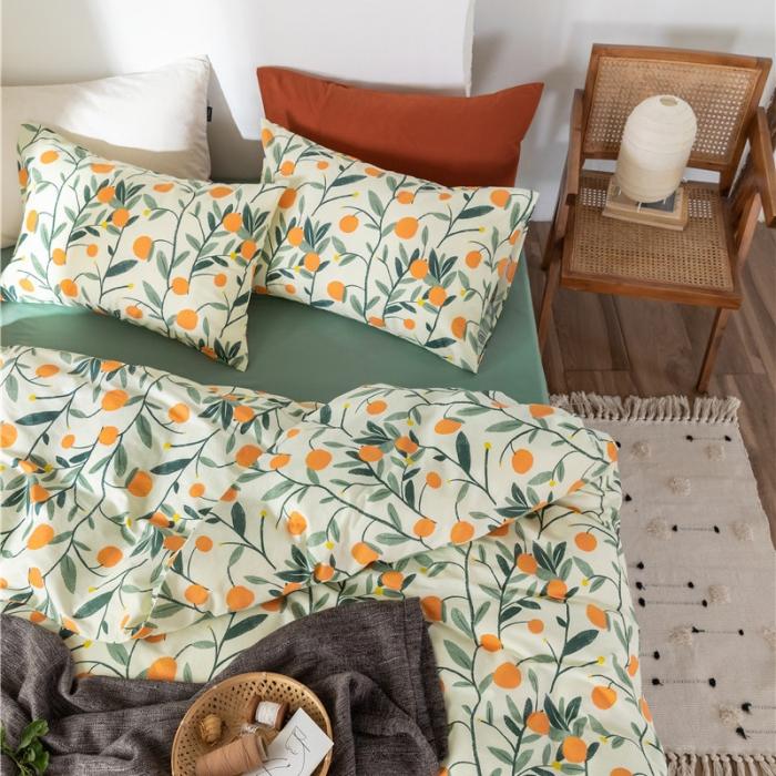 91家纺网 家纺一手货源 找家纺 棉眠 2019新款全棉13070四件套 小金桔