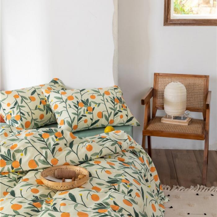 91家纺网 家纺一手货源 找家纺 棉眠 2019新款全棉13070四件套 小金桔