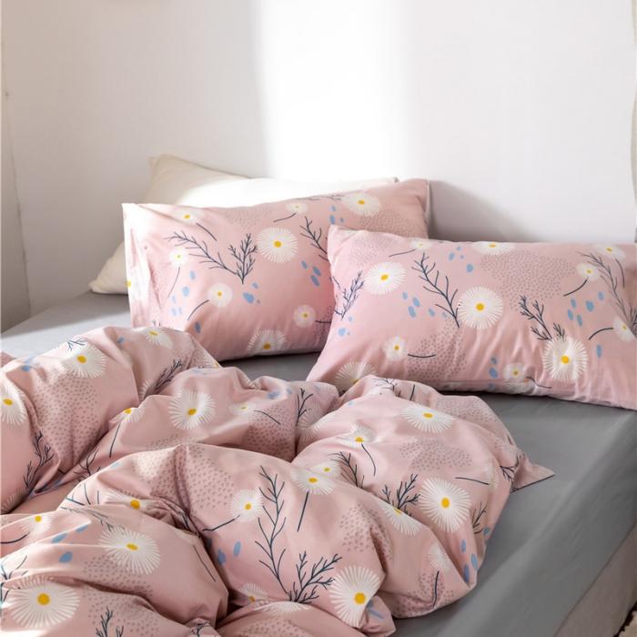 91家纺网 家纺一手货源 找家纺 棉眠 2019新款全棉13070四件套 洋甘菊-粉