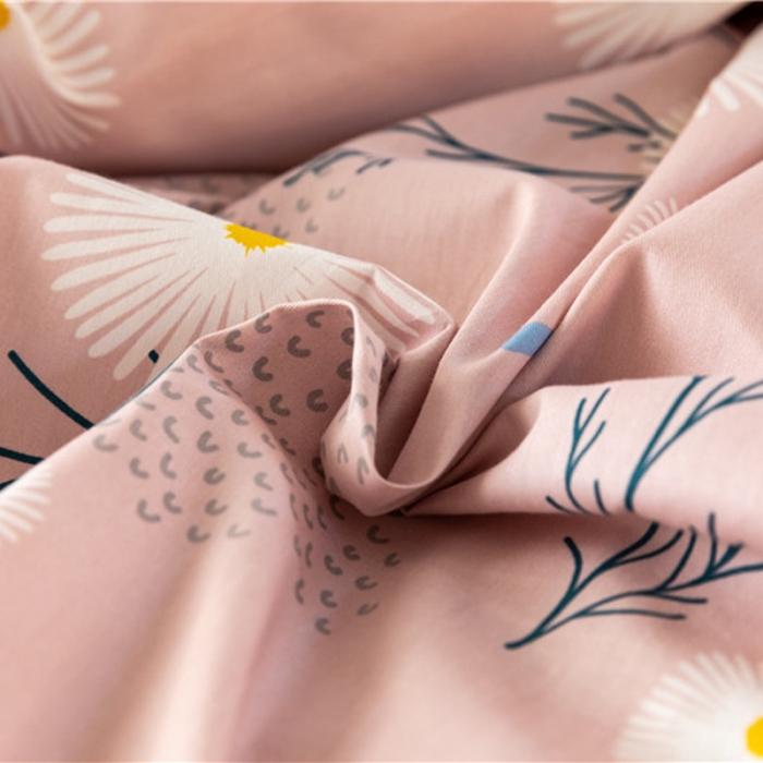 91家纺网 家纺一手货源 找家纺 棉眠 2019新款全棉13070四件套 洋甘菊-粉