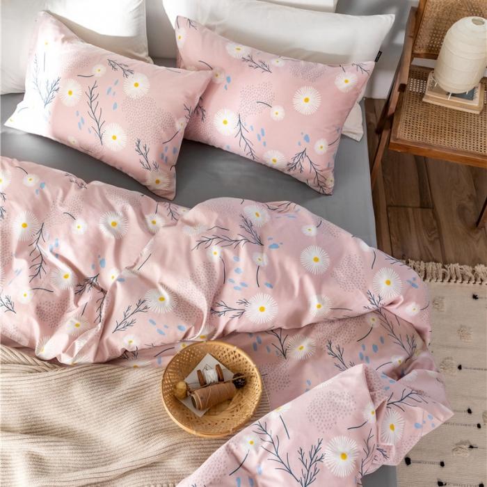 91家纺网 家纺一手货源 找家纺 棉眠 2019新款全棉13070四件套 洋甘菊-粉