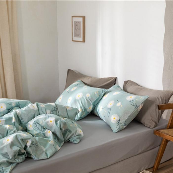 91家纺网 家纺一手货源 找家纺 棉眠 2019新款全棉13070四件套 洋甘菊-绿