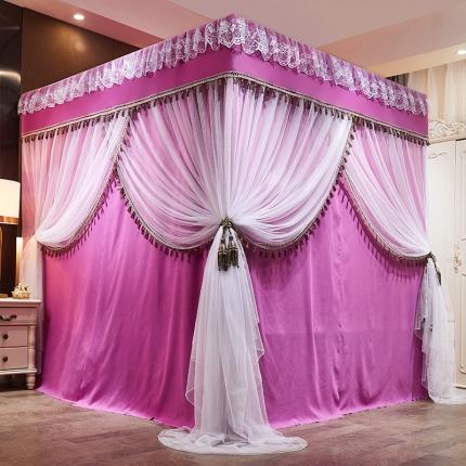 91家纺网 家纺一手货源 找家纺 艾晶美 2019豪华床幔蚊帐单帐纱单布帘单布防尘顶优雅-茄紫