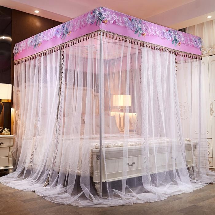 91家纺网 家纺一手货源 找家纺 艾晶美 2019豪华床幔蚊帐单帐纱单布帘单布防尘顶 菱彩