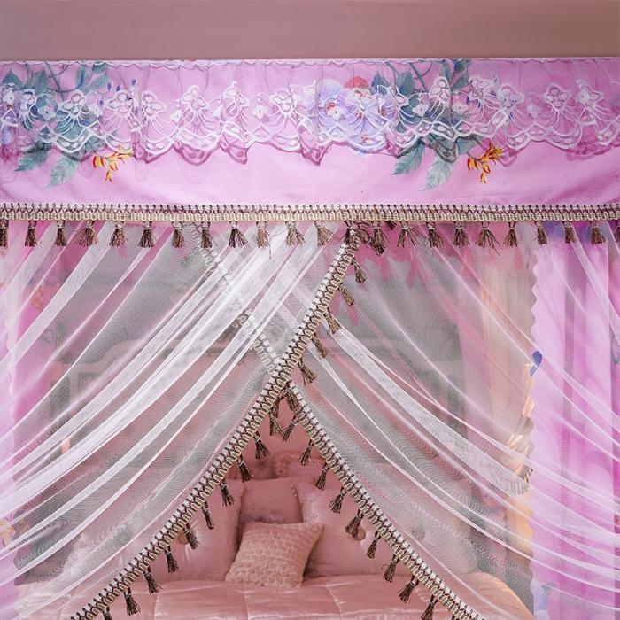 91家纺网 家纺一手货源 找家纺 艾晶美 2019豪华床幔蚊帐单帐纱单布帘单布防尘顶 菱彩