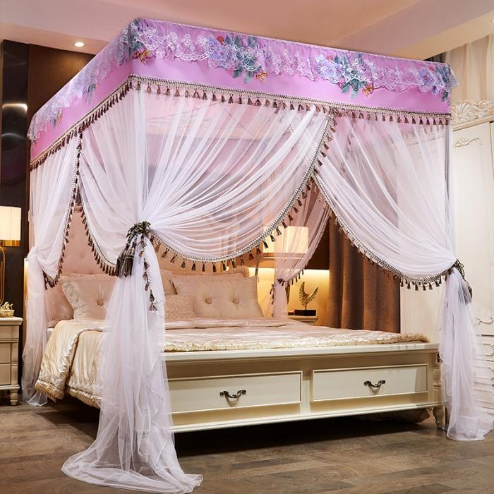 91家纺网 家纺一手货源 找家纺 艾晶美 2019豪华床幔蚊帐单帐纱单布帘单布防尘顶 菱彩