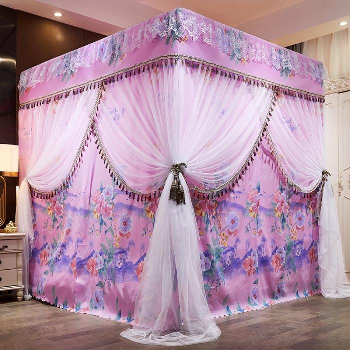 91家纺网 家纺一手货源 找家纺 艾晶美 2019豪华床幔蚊帐单帐纱单布帘单布防尘顶 菱彩