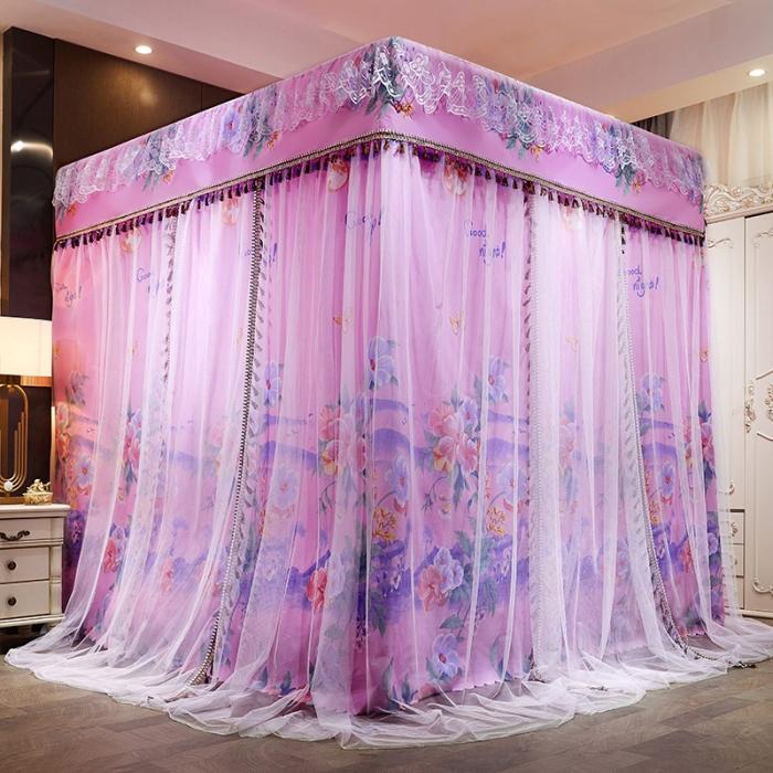 91家纺网 家纺一手货源 找家纺 艾晶美 2019豪华床幔蚊帐单帐纱单布帘单布防尘顶 菱彩