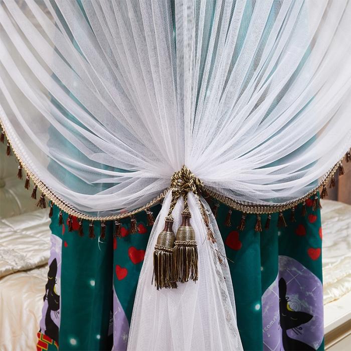 91家纺网 家纺一手货源 找家纺 艾晶美 2019豪华床幔蚊帐单帐纱单布帘单布防尘顶 情之恋