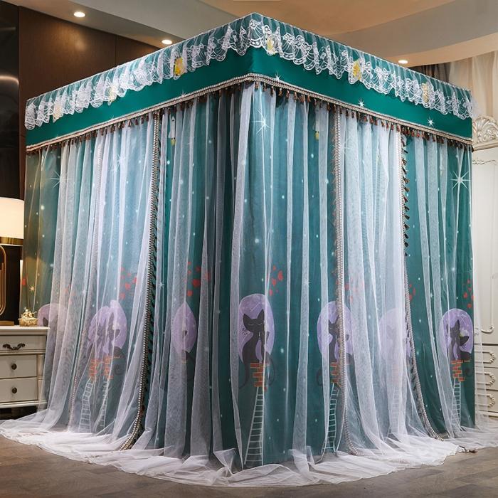 91家纺网 家纺一手货源 找家纺 艾晶美 2019豪华床幔蚊帐单帐纱单布帘单布防尘顶 情之恋