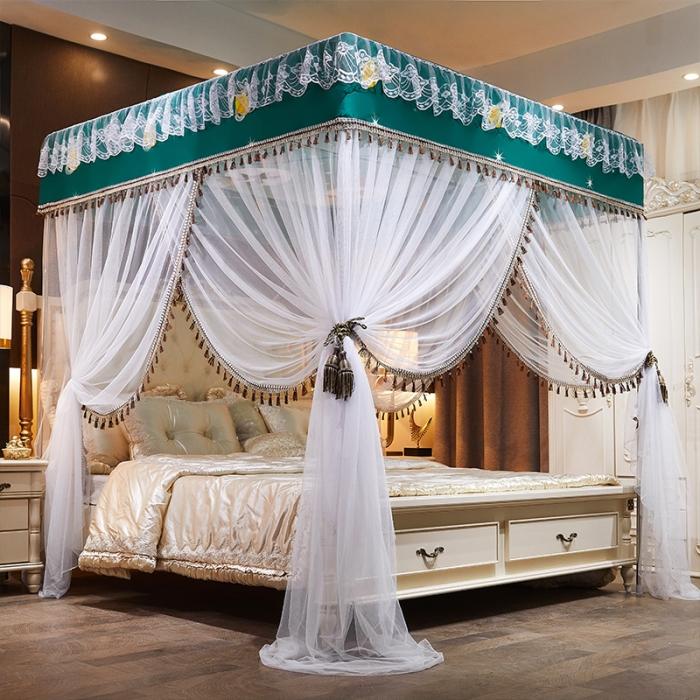 91家纺网 家纺一手货源 找家纺 艾晶美 2019豪华床幔蚊帐单帐纱单布帘单布防尘顶 情之恋