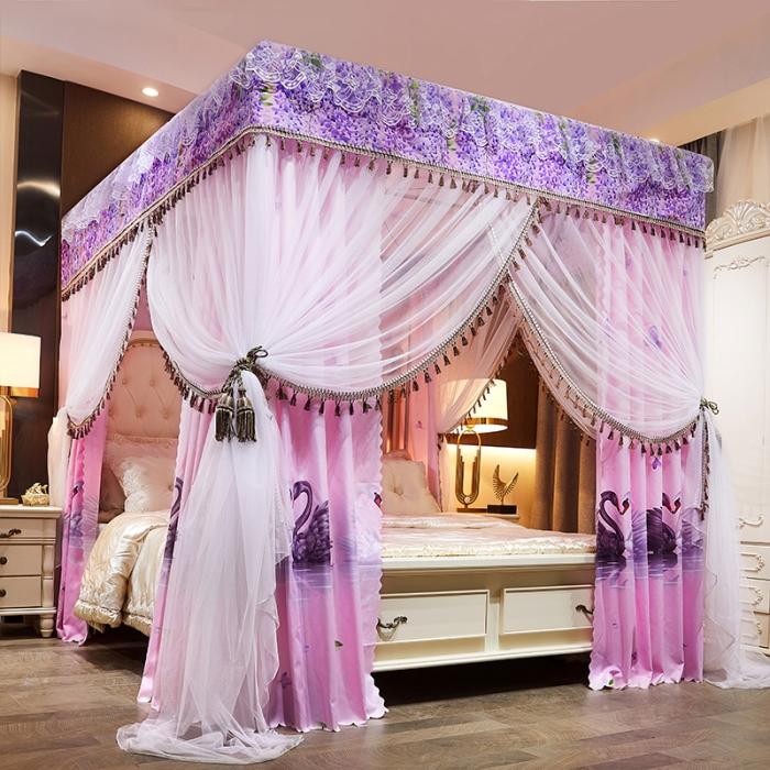 91家纺网 家纺一手货源 找家纺 艾晶美 2019豪华床幔蚊帐单帐纱单布帘单布防尘顶 天鹅湖