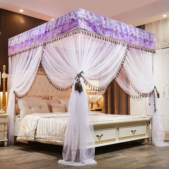 91家纺网 家纺一手货源 找家纺 艾晶美 2019豪华床幔蚊帐单帐纱单布帘单布防尘顶 天鹅湖