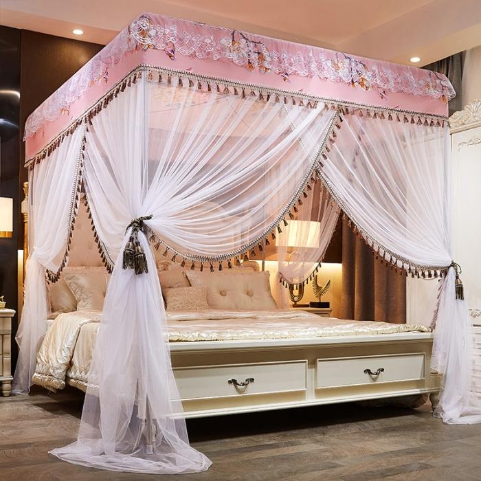 91家纺网 家纺一手货源 找家纺 艾晶美 2019豪华床幔蚊帐单帐纱单布帘单布防尘顶 夏语