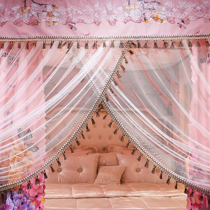 91家纺网 家纺一手货源 找家纺 艾晶美 2019豪华床幔蚊帐单帐纱单布帘单布防尘顶 夏语