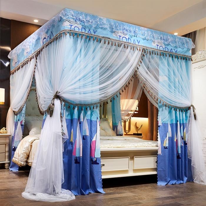 91家纺网 家纺一手货源 找家纺 艾晶美 2019豪华床幔蚊帐单帐纱单布帘单布防尘顶 一帆风顺