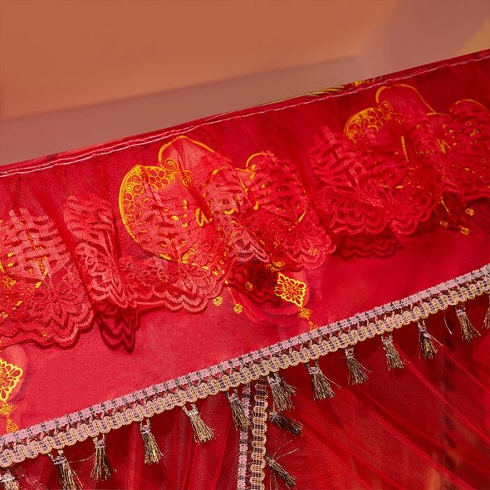 91家纺网 家纺一手货源 找家纺 艾晶美 2019豪华床幔蚊帐单帐纱单布帘单布防尘顶 永结同心