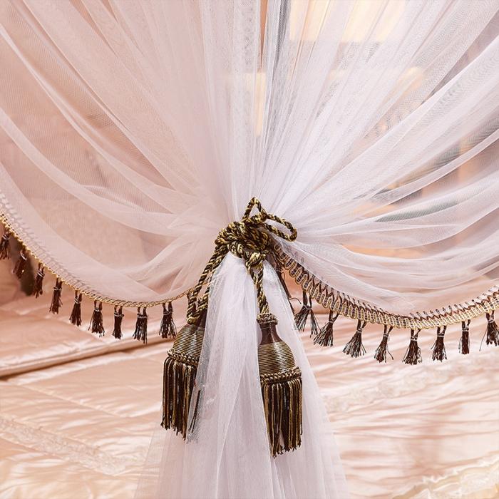 91家纺网 家纺一手货源 找家纺 艾晶美 2019豪华床幔蚊帐单帐纱单布帘单布防尘顶优雅-茄紫