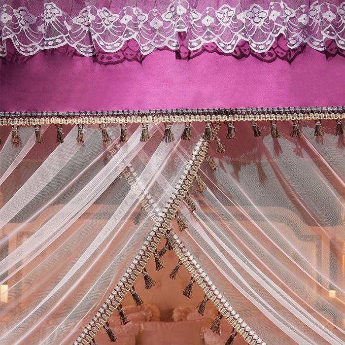 91家纺网 家纺一手货源 找家纺 艾晶美 2019豪华床幔蚊帐单帐纱单布帘单布防尘顶优雅-茄紫