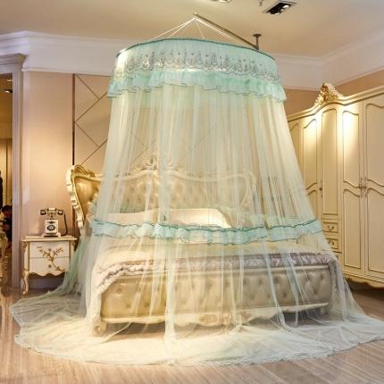 91家纺网 家纺一手货源 找家纺 夏彩 88211绣花圆顶蚊帐 水绿色