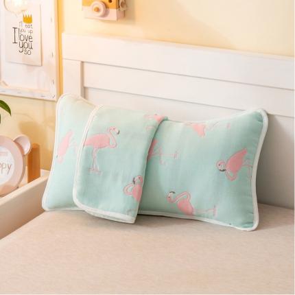 91家纺网 家纺一手货源 找家纺 A类纯棉六层纱布枕套婴儿童幼儿园枕皮全棉宝宝枕头套火鸟-浅蓝