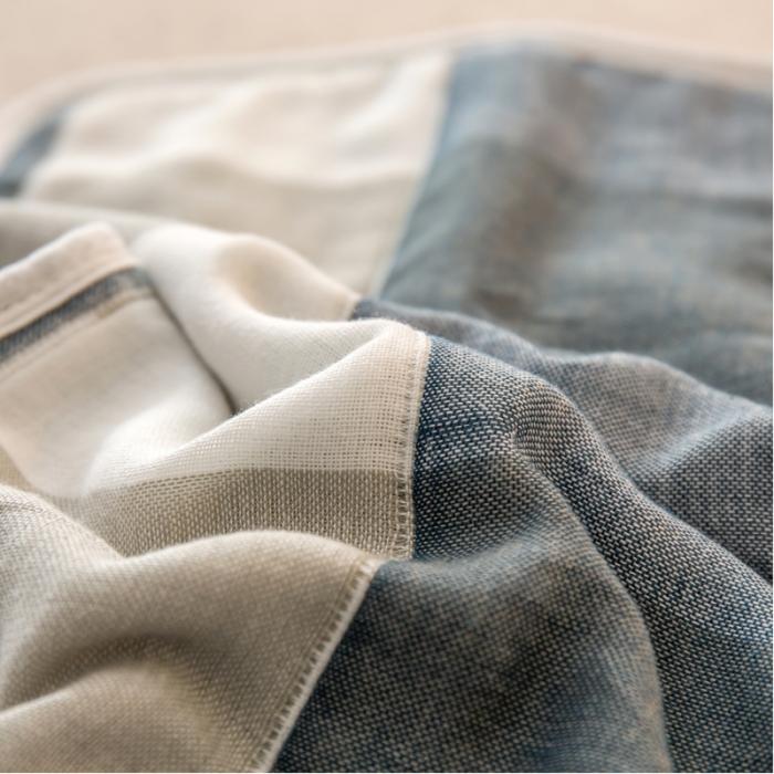 91家纺网 家纺一手货源 找家纺 A类纯棉六层纱布枕套婴儿童幼儿园枕皮全棉宝宝枕头套日式大格蓝