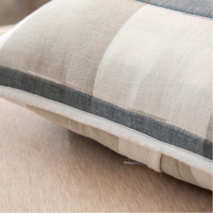 91家纺网 家纺一手货源 找家纺 A类纯棉六层纱布枕套婴儿童幼儿园枕皮全棉宝宝枕头套日式大格蓝