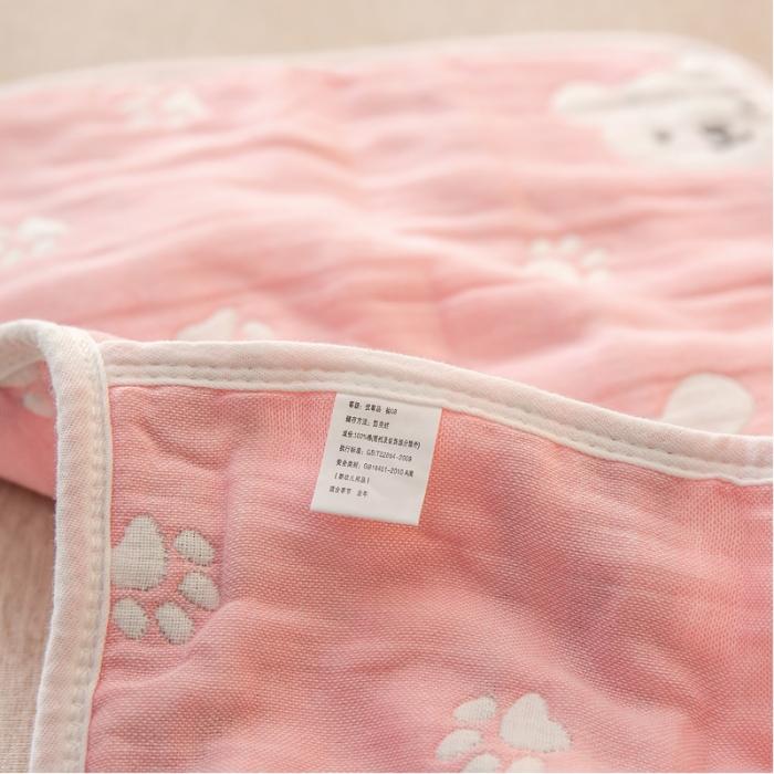 91家纺网 家纺一手货源 找家纺 A类纯棉六层纱布枕套婴儿童幼儿园枕皮全棉宝宝枕头套甜蜜小熊粉