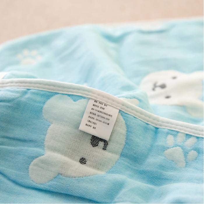 91家纺网 家纺一手货源 找家纺 A类纯棉六层纱布枕套婴儿童幼儿园枕皮全棉宝宝枕头套甜蜜小熊蓝