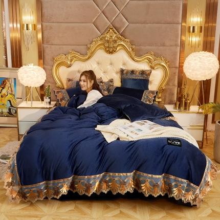 91家纺网 家纺一手货源 找家纺 （总）2025新品牛奶绒法莱金貂四件套水晶绒床裙款四件套