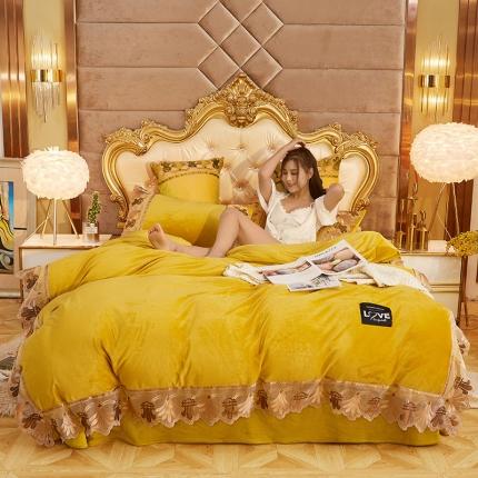 91家纺网 家纺一手货源 找家纺 （总）2025新品牛奶绒法莱金貂四件套水晶绒床裙款四件套