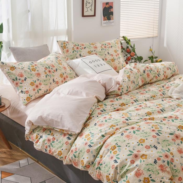 91家纺网 家纺一手货源 找家纺 感遇家纺 2020年春夏全棉四件套纯棉三件套 花绣-黄