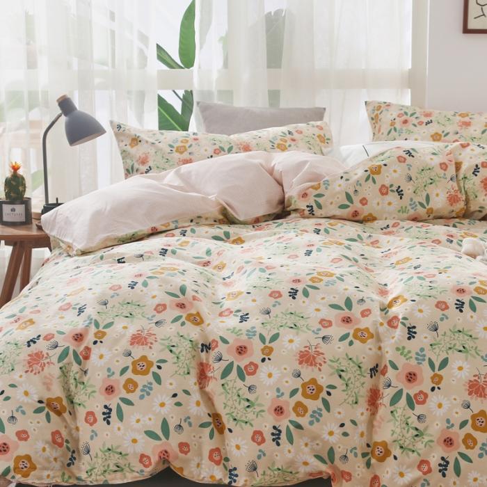 91家纺网 家纺一手货源 找家纺 感遇家纺 2020年春夏全棉四件套纯棉三件套 花绣-黄