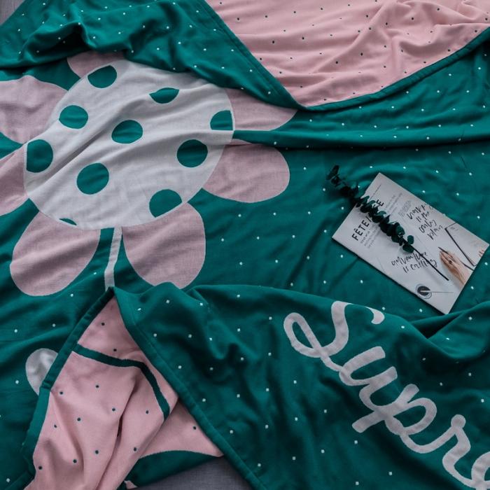 91家纺网 家纺一手货源 找家纺 朴尔 2019新款全棉大版花毛巾被 伊甸园