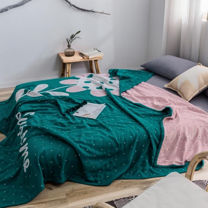 91家纺网 家纺一手货源 找家纺 朴尔 2019新款全棉大版花毛巾被 伊甸园