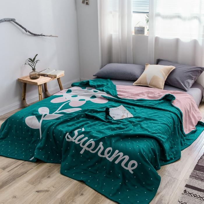 91家纺网 家纺一手货源 找家纺 朴尔 2019新款全棉大版花毛巾被 伊甸园