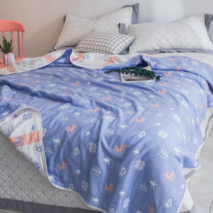 91家纺网 家纺一手货源 找家纺 朴尔家纺 六层全棉纱布毛巾被 吉祥鹿