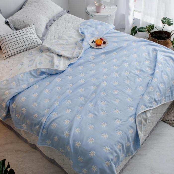 91家纺网 家纺一手货源 找家纺 朴尔家纺 六层全棉纱布毛巾被 小雏菊-兰